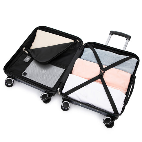 Conjunto de 4 Maletas ABS+PC|Neceser 29cm|Cabina 55x40x20cm|Mediana Expandible 20kg-23kg - 66x45x27.50-30cm|Grande Expandible 23kg-25kg - 75x49x31-33.50cm | AzulMarino