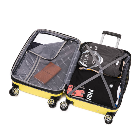 RAYKONG Maleta Mediana ABS 66x43x25cm | 71L | 24 Pulgadas | hasta 23kg semirígidas - Amarillo