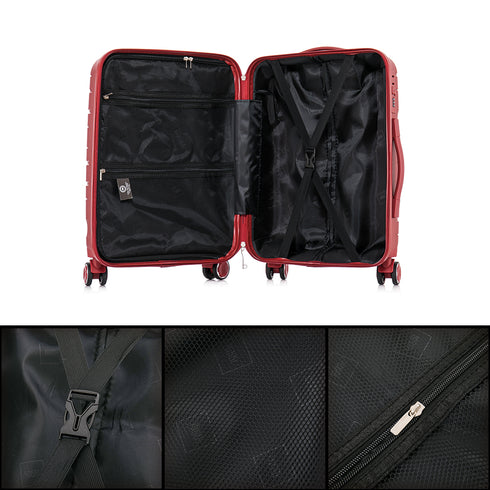 Maleta de cabina 55x38x22 cm (44L) Polipropileno - Candado Incrustado - 20 Pulgadas - Burdeos - Bass