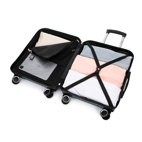 RAYKONG Maleta Grande Expandible ABS+Policarbonato 75x49x31cm - 33.50cm Extendido | 114L - 123L | 28 Pulgadas | 25kg semirígidas candado combinación - Verde