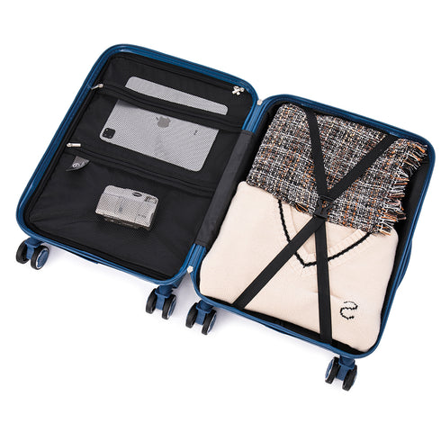 Maleta de cabina 55x38x22 cm (44L) Polipropileno - Candado Incrustado - 20 Pulgadas - Azul marino - Bass