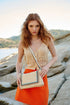 Bolso de bandolera para mujer de lona étnica beige Asya