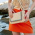 Bolso de bandolera para mujer de lona étnica beige Asya