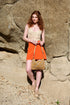 Bolso bandolera de rafia con bolitas para mujer marrón Nadia