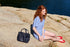 Bolso de mano de piel estilo saco para mujer azul oscuro marino Stefy