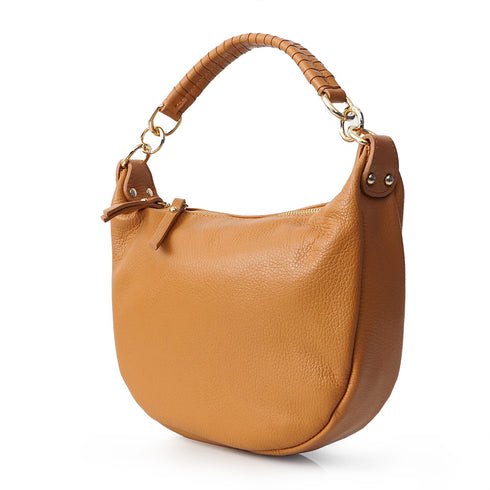 Bolso bandolera de piel para mujer con asa corta marrón Noa