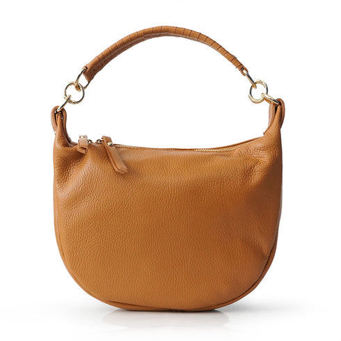 Bolso bandolera de piel para mujer con asa corta marrón Noa
