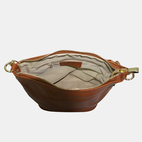 Bolso Hobo de Piel Mediano para Mujer – Carissa (Marrón)