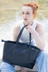 Bolso shopper para mujer de piel para personalizar azul marino Luna