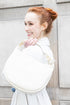 Bolso bandolera de piel para mujer con asa corta beige Noa