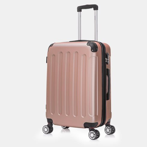 RAYKONG Maleta Mediana ABS 66x43x25cm | 71L | 24 Pulgadas | hasta 23kg semirígidas - RosaDorada