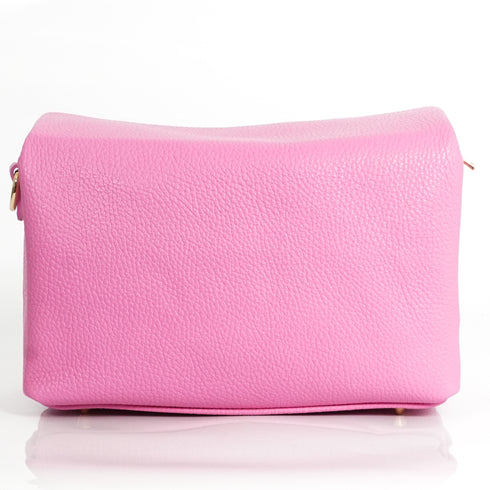 Bolso bandolera de piel con solapa Rosa Laia