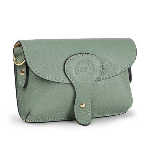Bolso de bandolera porta móvil de piel Pili verde aguacate