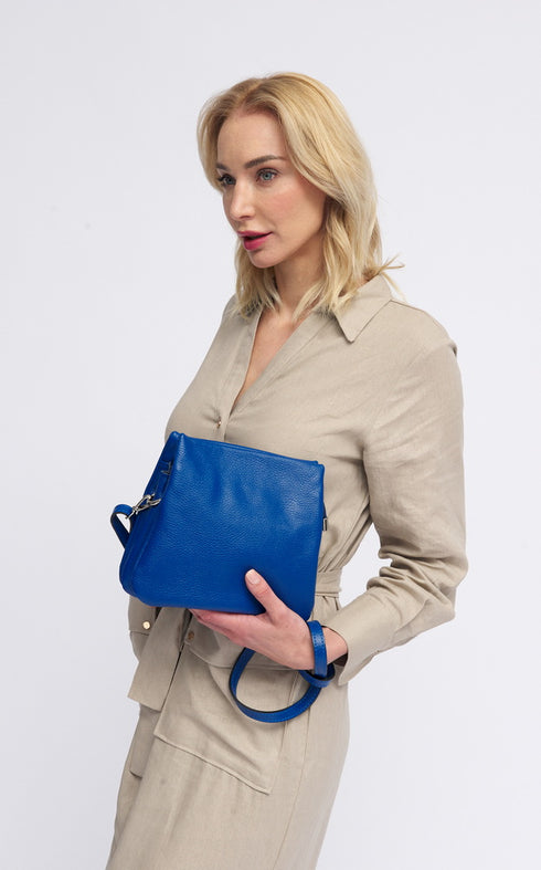 Bolso bandolera para mujer con tres compartimentos azul Noelia
