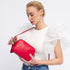 Bolso de Piel bandolera cuadrado rojo con pompón de mujer Cristin