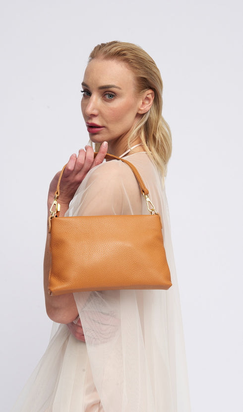 Bolso de mano y bandolera de piel para mujer marrón Ariadna
