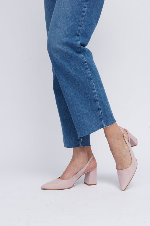 Zapatos con tacón para mujer de ante rosa Mary
