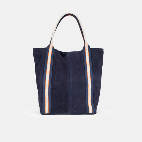 Bolso tote de piel serraje para mujer personalizable azul Sarah