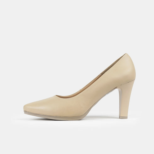 Zapatos de tacón 8cm de piel beige Tania