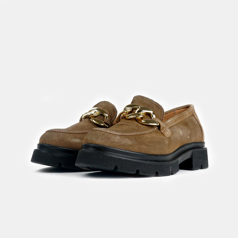 Mocasines de piel con plataforma taupe Abril
