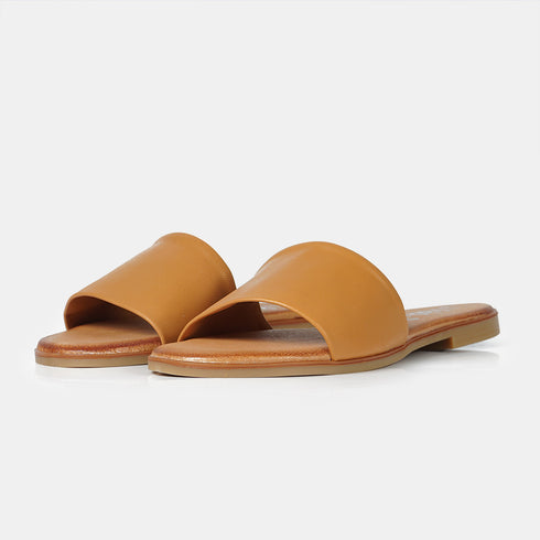 Sandalias planas de piel para mujer marrón Alejandra