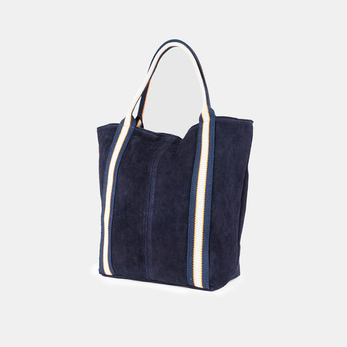 Bolso tote de piel serraje para mujer personalizable azul Sarah