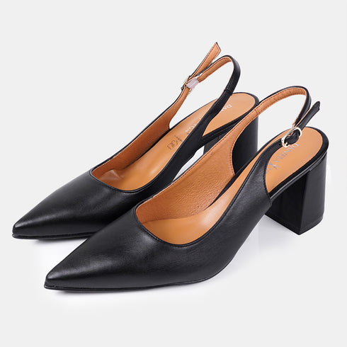 Zapatos con tacón para mujer de piel negro Mary