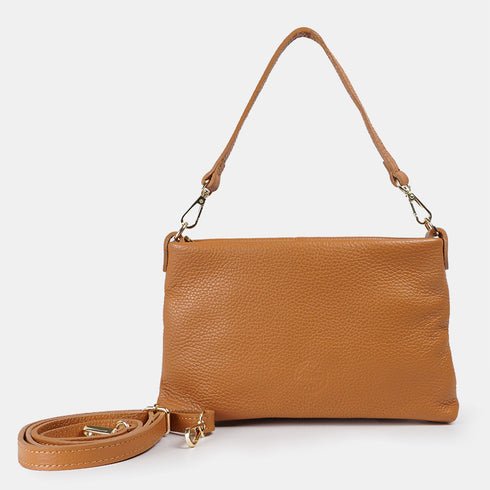 Bolso de mano y bandolera de piel para mujer marrón Ariadna