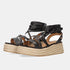 Sandalias de tiras de esparto con plataforma negro Helena