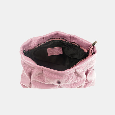 Bolso de bandolera de piel arrugada rosa Cecilia M