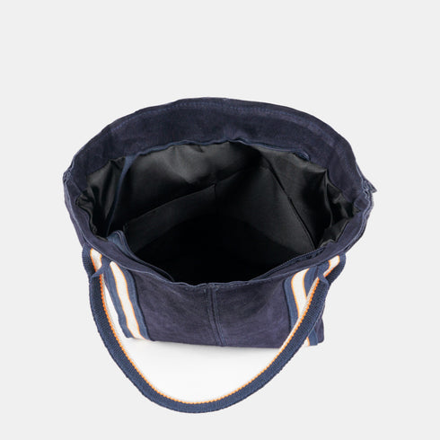 Bolso tote de piel serraje para mujer personalizable azul Sarah