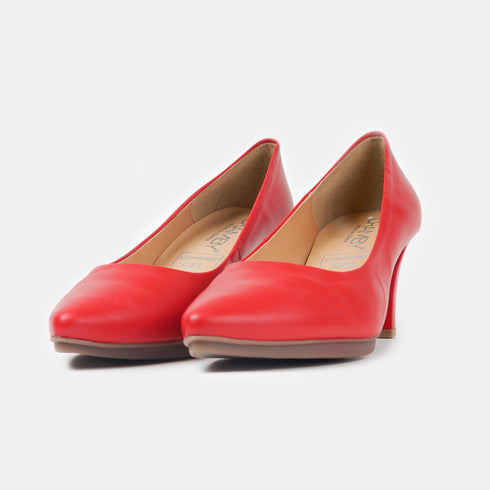 Zapatos de tacón 6.5cm de piel rojo Tania