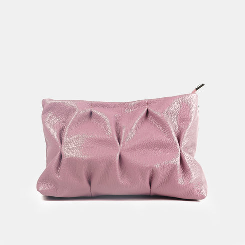Bolso de bandolera de piel arrugada rosa Cecilia M