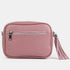 Bolso de bandolera piel con pompón Cristin Rosa oscuro