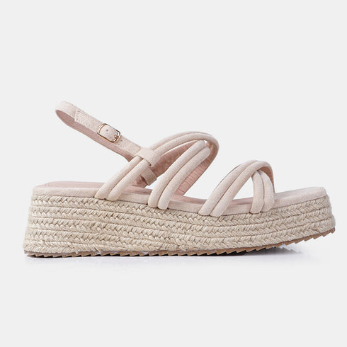 Sandalias de esparto con plataforma rosa Niko