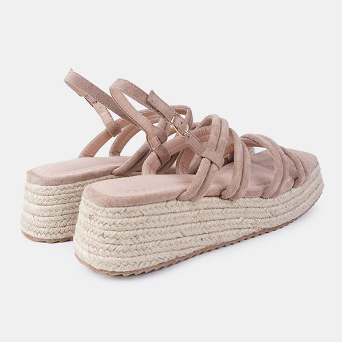 Sandalias de esparto con plataforma beige Niko