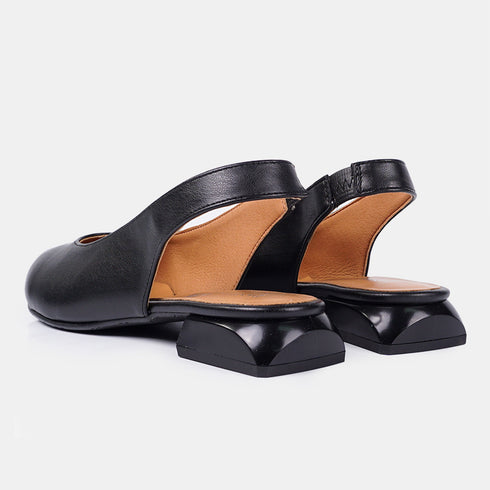 Zapatos planos de piel para mujer negro Beatriz