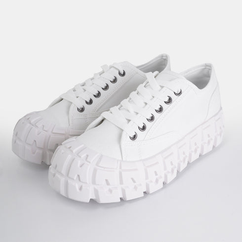 Zapatillas deportivas para mujer de lona con suela gorda blanco Mamba