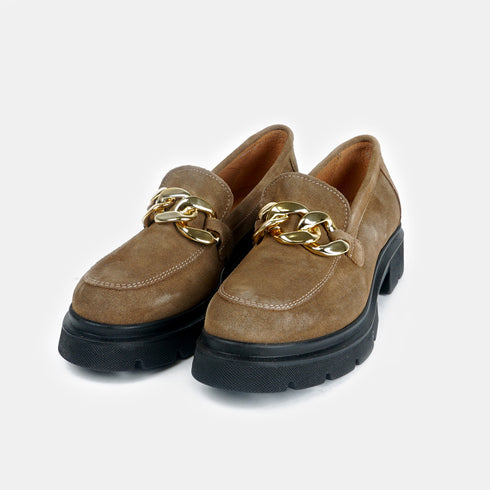 Mocasines de piel con plataforma taupe Abril
