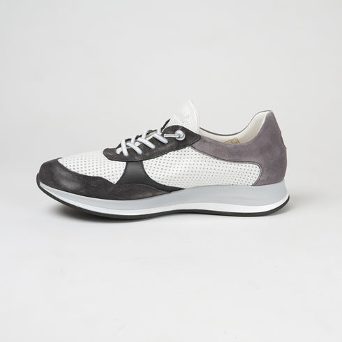 Zapatilla deportiva de hombre piel con cordones blanco Ezra