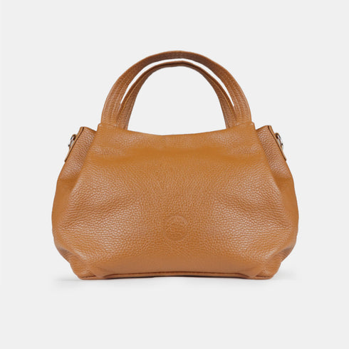 Bolso de mano de piel estilo saco para mujer marrón Stefy