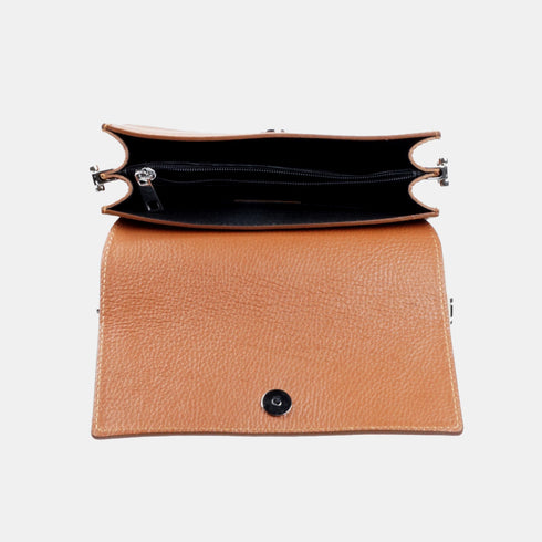 Bolso bandolera de piel para mujer marrón Adina