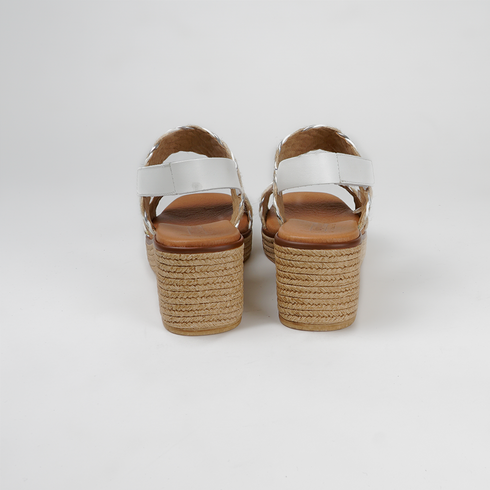 Sandalias con cuña de esparto Sahara (Blanco)