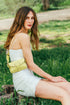 Bolso de bandolera porta móvil de piel Pili amarillo limón
