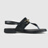 Sandalias planas de mujer de piel negro Sami