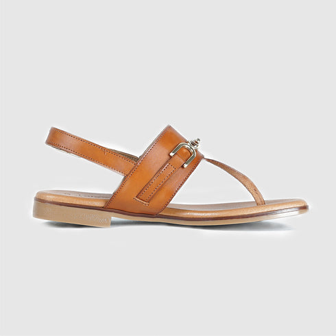 Sandalias planas de mujer de piel marrón Sami
