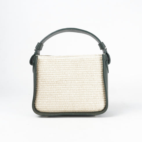Bolso de mano de piel y rafia para mujer Pandorina Verde oscuro