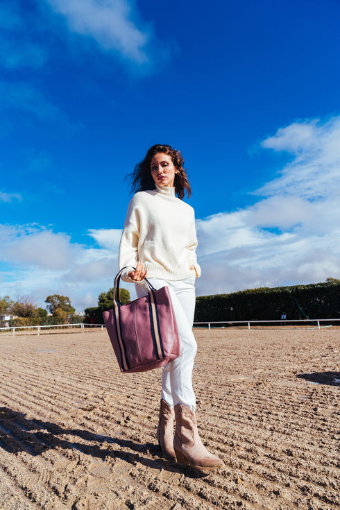 Bolso tote de piel para mujer rosa Selena