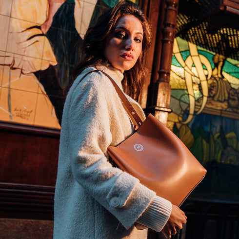 Bolso Hobo de Piel Marrón para Mujer - Leticia