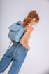 Mochila de piel para mujer celeste Bora
